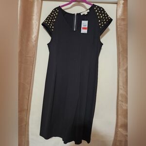 Michael Kors Black Dress with Gold Studded Shoulders